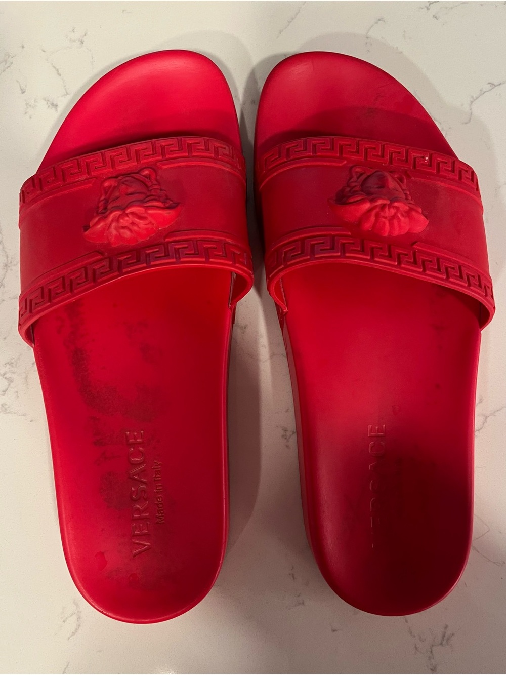 Versace Red Medusa Slide Sandals - Bold Red Rubber Slides size 8